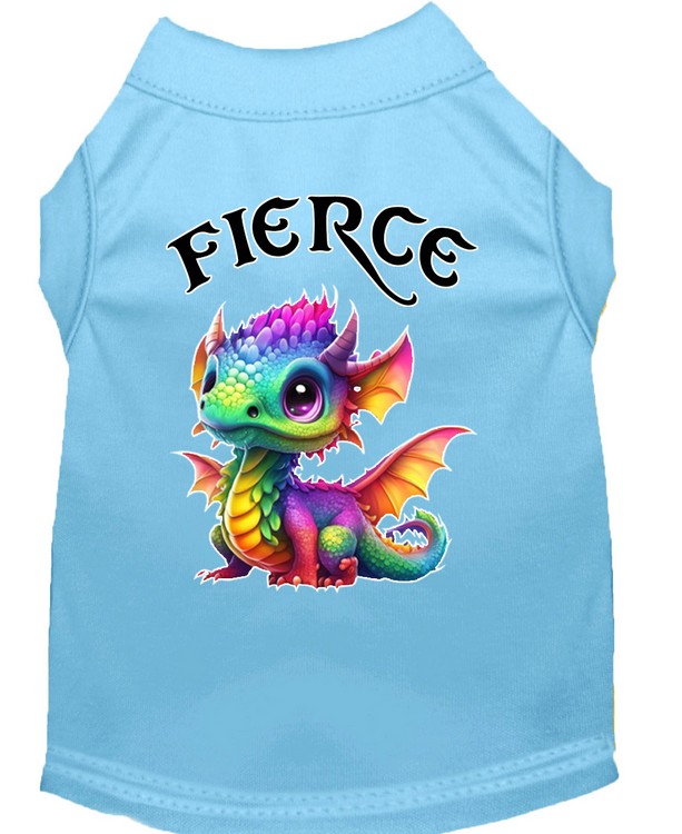 Fierce Dragon Screen Print Dog Shirt Baby Blue XS (8)